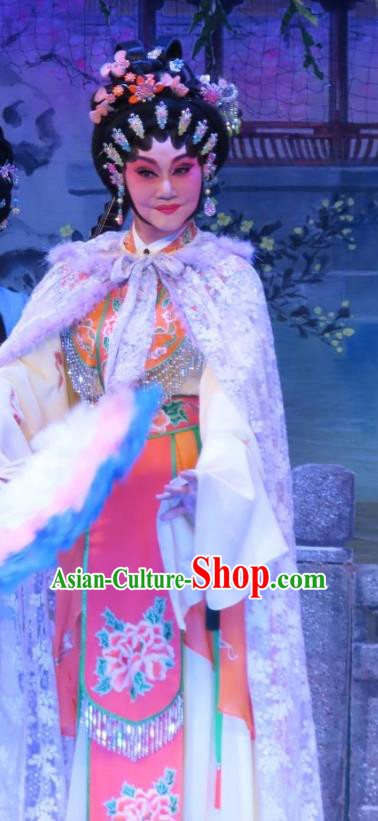 Chinese Cantonese Opera Hua Tan Garment Costumes and Headdress Traditional Guangdong Opera Actress Apparels Courtesan Xin Yaoqin Dress