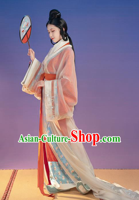 Chinese Traditional Royal Princess Embroidered Apparels Ancient Han Dynasty Palace Lady Hanfu Dress Historical Costumes Complete Set