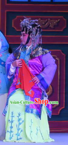Chinese Cantonese Opera Procuress Garment Costumes and Headdress Traditional Guangdong Opera Dame Apparels Elderly Female Dress