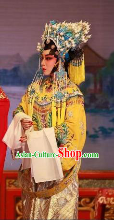 Chinese Cantonese Opera Princess Consort Garment Wu Suo Dong Gong Costumes and Headdress Traditional Guangdong Opera Young Female Apparels Rani Dress