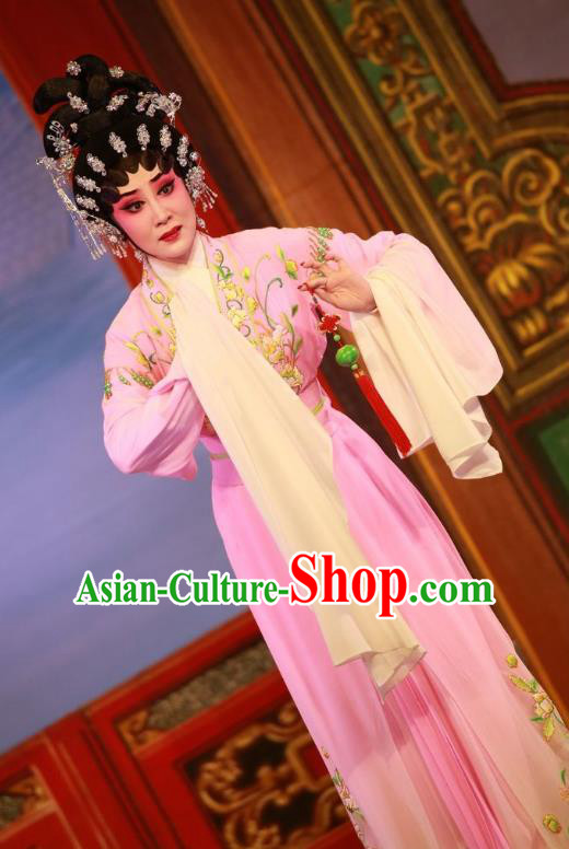 Chinese Cantonese Opera Hua Tan Garment Wu Suo Dong Gong Costumes and Headdress Traditional Guangdong Opera Young Female Apparels Diva Wei Biniang Dress
