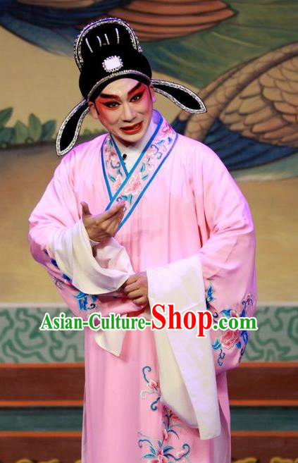 San Kan Yu Mei Chinese Guangdong Opera Xiaosheng Apparels Costumes and Headwear Traditional Cantonese Opera Young Male Garment Childe Feng Jiajin Clothing