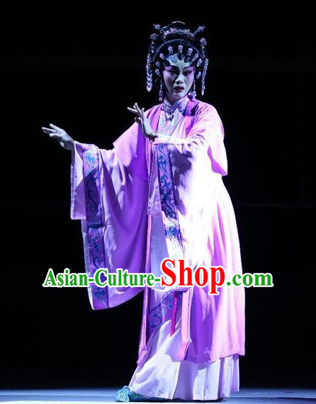 Chinese Cantonese Opera Hua Tan Garment Pan Maoming Costumes and Headdress Traditional Guangdong Opera Actress Apparels Young Mistress Pink Dress