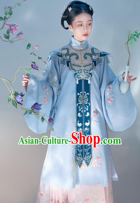 Chinese Traditional Ming Dynasty Royal Princess Embroidered Apparels Ancient Noble Lady Hanfu Dress Historical Costumes Complete Set