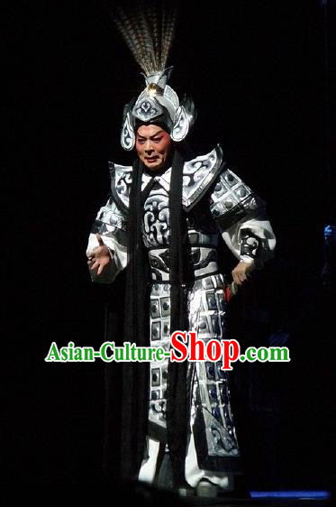 Nan Yue Gong Ci Chinese Guangdong Opera General Zhao Tuo Apparels Costumes and Headwear Traditional Cantonese Opera Military Officer Garment King Clothing