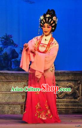 Chinese Cantonese Opera Hua Tan Garment Unhappy Marriage Costumes and Headdress Traditional Guangdong Opera Actress Apparels Diva Dress