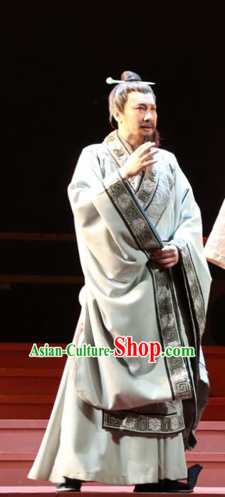 Chinese Traditional Han Dynasty Official Lu Jia Clothing Stage Performance Historical Drama King of Nanyue Apparels Costumes Ancient Envoy Garment and Headwear