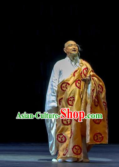 Chinese Traditional Qing Dynasty Monk Clothing Stage Performance Historical Drama Yang Renshan Apparels Costumes Ancient Abbot Cassock Garment and Headwear