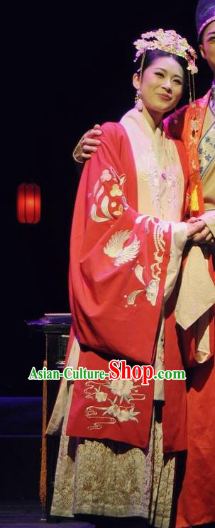 Chinese Historical Drama Peach Blossom Fan Ancient Bride Li Xiangjun Garment Costumes Traditional Stage Show Dress Ming Dynasty Courtesan Apparels and Headpieces