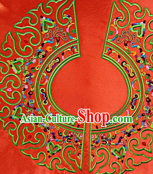 Chinese Traditional Ethnic Embroidered Red Patch Decoration Embroidery Applique Craft Embroidered Accessories