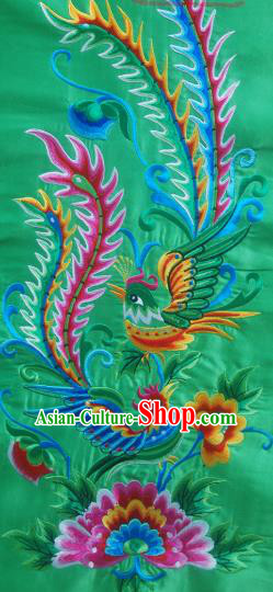 Chinese Traditional Embroidered Phoenix Flower Green Patch Decoration Embroidery Applique Craft Embroidered Dress Accessories