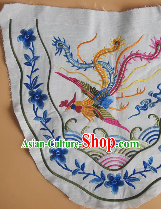 Chinese Traditional Embroidered Wave Phoenix White Patch Decoration Embroidery Applique Craft Embroidered Accessories