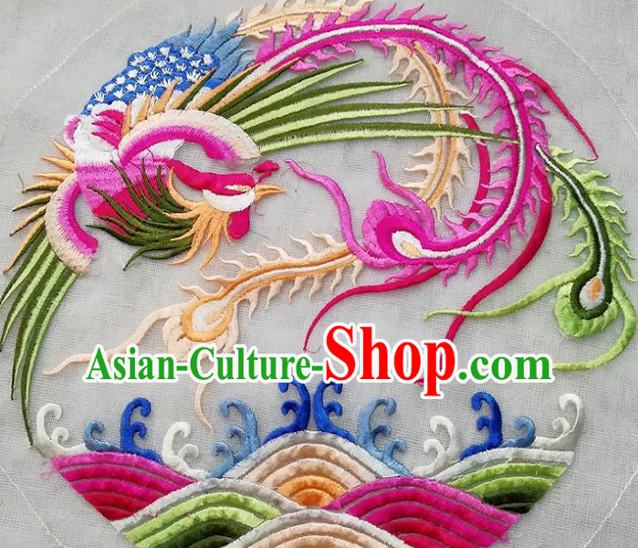 Chinese Traditional Embroidered Phoenix Peony Round Patch Cloth Decoration Embroidery Craft Embroidered Accessories