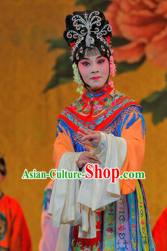 Chinese Sichuan Opera Highlights Hua Tan Garment Costumes and Headdress Sui Chao Luan Traditional Peking Opera Imperial Consort Chen Dress Court Lady Apparels