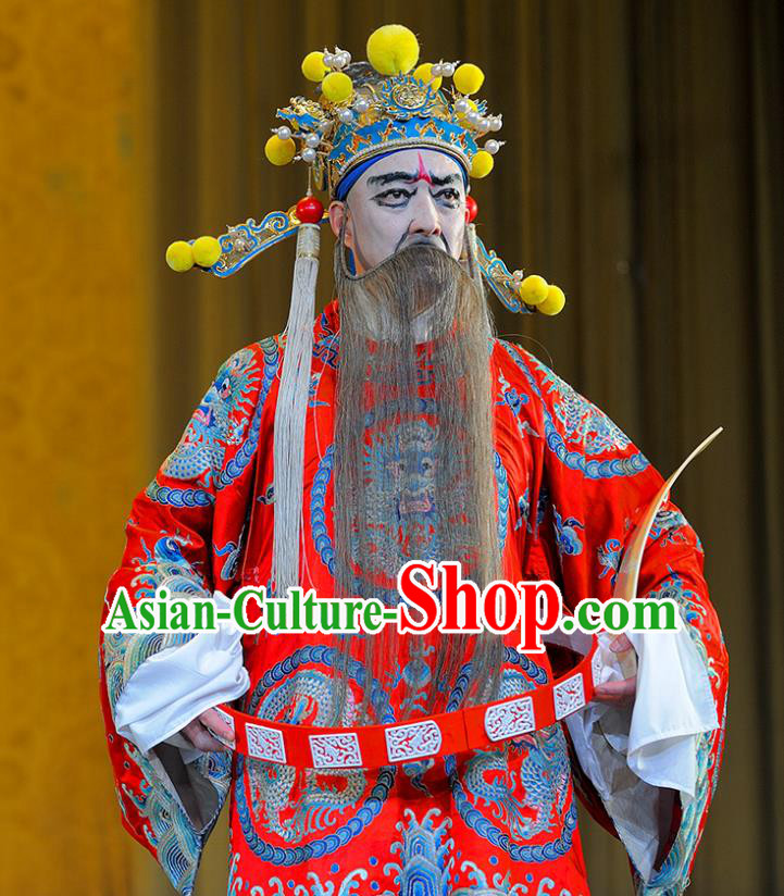 Sui Chao Luan Chinese Sichuan Opera Official Yang Su Apparels Costumes and Headpieces Peking Opera Highlights Elderly Male Garment Prime Minister Clothing