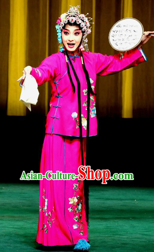 Chinese Sichuan Opera Highlights Garment Actress Lan Xiuying Costumes and Headdress Traditional Peking Opera Hua Tan Rosy Dress Young Beauty Apparels