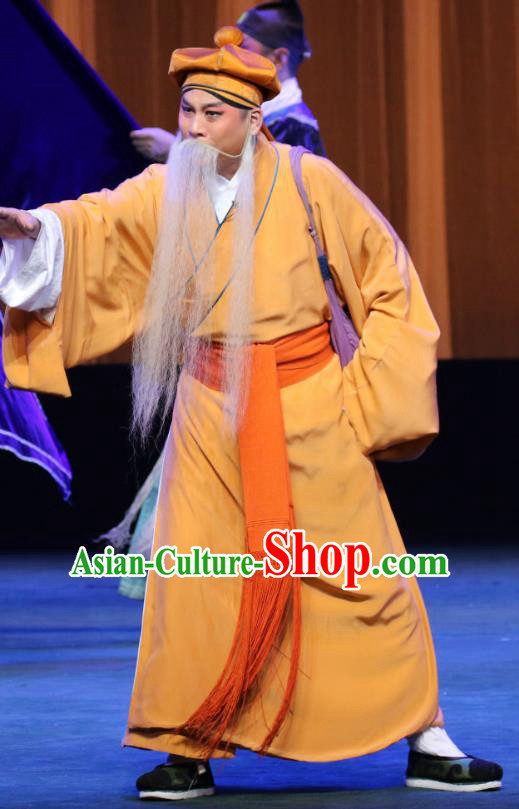 Chinese Sichuan Opera Elderly Male Apparels Costumes and Headpieces Peking Opera Highlights Laosheng Garment Old Servant Clothing