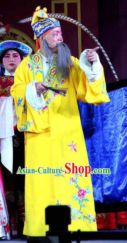 Bei Mang Mountain Chinese Sichuan Opera Elderly Male Apparels Costumes and Headpieces Peking Opera Highlights Emperor Garment Zhouxiang Lord Clothing