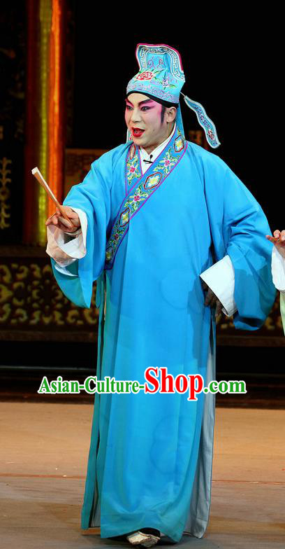 En Chou Ji Chinese Sichuan Opera Scholar Shi Zizhang Apparels Costumes and Headpieces Peking Opera Highlights Xiaosheng Garment Young Male Clothing