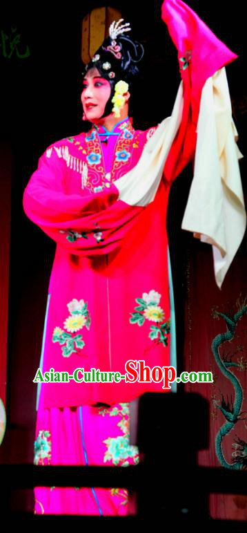 Chinese Sichuan Opera Highlights Diva Liu Huiniang Garment Costumes and Headdress Dong Fang Traditional Peking Opera Hua Tan Rosy Dress Actress Apparels