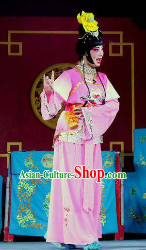 Chinese Sichuan Opera Highlights Maidservant Garment Costumes and Headdress Hu Xian Hen Traditional Peking Opera Xiaodan Dress Young Lady Apparels