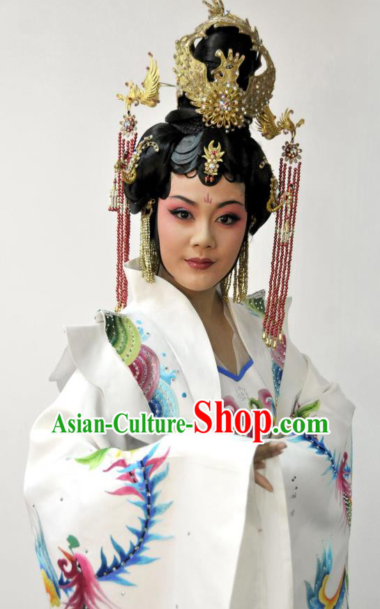 Chinese Sichuan Highlights Opera Young Female Garment Costumes and Headdress Princess Turandot Traditional Peking Opera Actress Dress Hua Tan Apparels