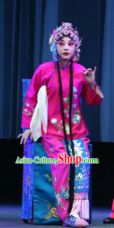 Chinese Sichuan Opera Highlights Diva Zhang Cuiniang Garment Costumes and Headdress Bai Mian Hu Xiao Fang Traditional Peking Opera Young Female Rosy Dress Apparels