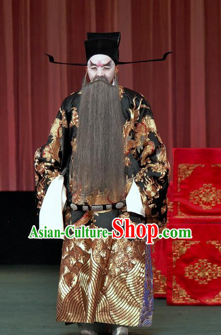 The Romance of Hairpin Chinese Sichuan Opera Elderly Male Apparels Costumes and Headpieces Peking Opera Highlights Garment Prime Minister Mo Qi Clothing