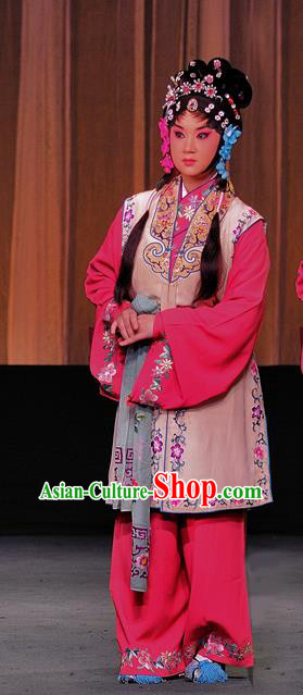Chinese Sichuan Highlights Opera Young Lady Garment Costumes and Headdress The Romance of Hairpin Traditional Peking Opera Servant Girl Dress Actress Apparels