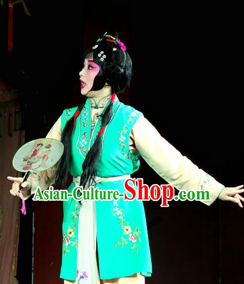 Chinese Sichuan Opera Highlights Maidservant Garment Costumes and Headdress Cui Xiang Ji Traditional Peking Opera Young Lady Dress Diva Cui Xiang Apparels