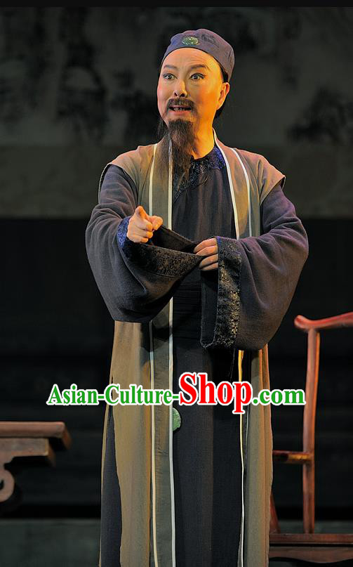 Gua Yin Zhi Xian Chinese Sichuan Opera Elderly Male Apparels Costumes and Headpieces Peking Opera Highlights Upright Man Yu Bingyuan Garment Clothing