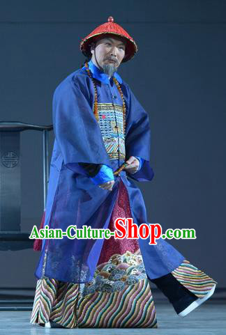 Bei Guo Jia Ren Chinese Bangzi Opera Minister Apparels Costumes and Headpieces Traditional Hebei Clapper Laosheng Garment Elderly Male Zhang Xun Clothing