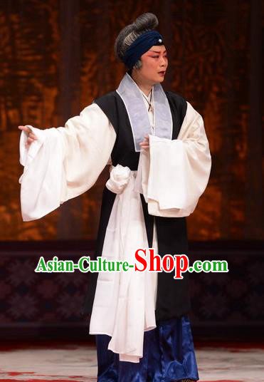 Chinese Hebei Clapper Opera Elderly Female Servant Garment Costumes and Headdress Chun Qiu Pei Traditional Bangzi Opera Dame Dress Laodan Apparels