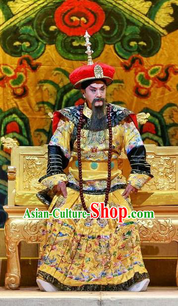 Cang Sheng Zai Shang Chinese Sichuan Opera Laosheng Apparels Costumes and Headpieces Peking Opera Highlights Lord Garment Emperor Kangxi Clothing