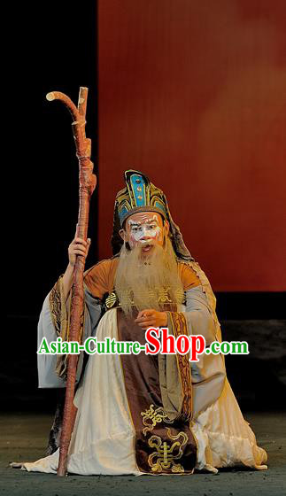 The Mountain of Fire Chinese Sichuan Opera Gnome Apparels Costumes and Headpieces Peking Opera Highlights Earth God Garment Elderly Male Clothing