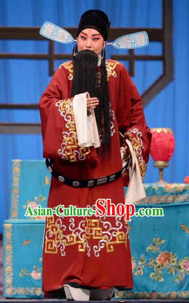 Sheng Si Pai Chinese Bangzi Opera Magistrate Huang Boxian Apparels Costumes and Headpieces Traditional Hebei Clapper Opera Elderly Male Garment Laosheng Clothing