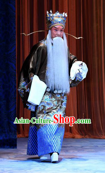 Xue Gang Fan Tang Chinese Bangzi Opera Elderly Male Apparels Costumes and Headpieces Traditional Hebei Clapper Opera Laosheng Garment Official Xu Ce Clothing