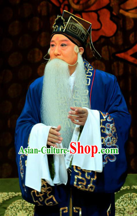 Kou Zhun Chinese Bangzi Opera Laosheng Apparels Costumes and Headpieces Traditional Hebei Clapper Opera Elderly Man Garment Clothing
