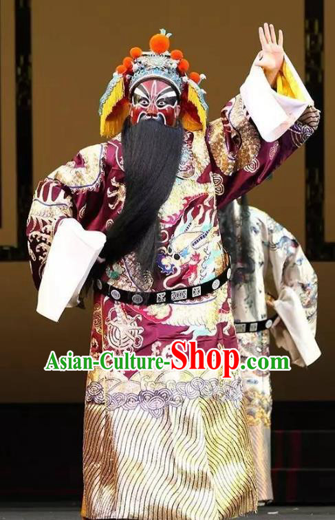 Chun Qiu Bi Chinese Bangzi Opera Laosheng Apparels Costumes and Headpieces Traditional Hebei Clapper Opera Jing Role Garment General Tan Daoji Clothing