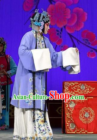 Chinese Hebei Clapper Opera Diva Gu Fengying Garment Costumes and Headdress Chun Qiu Bi Traditional Bangzi Opera Actress Dress Young Female Apparels