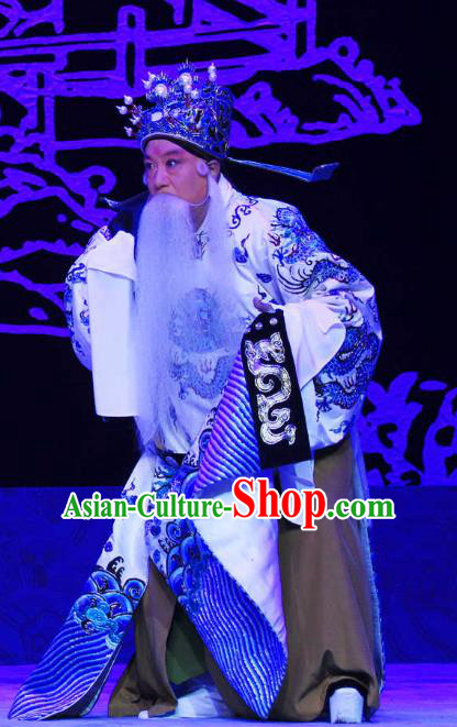 Chinese Bangzi Opera Prime Minister Kou Zhun Apparels Costumes and Headpieces Traditional Hebei Clapper Opera Elderly Male Garment Laosheng Clothing