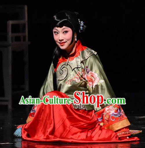 Chinese Hebei Clapper Opera Young Beauty Jiang Changan Garment Costumes and Headdress Golden Lock Notes Traditional Bangzi Opera Diva Dress Actress Apparels