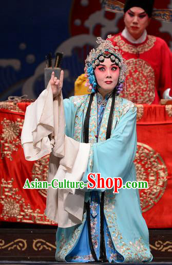 Chinese Hebei Clapper Opera Hua Tan Li Shuping Garment Costumes and Headdress Chen Sanliang Traditional Bangzi Opera Actress Dress Diva Apparels