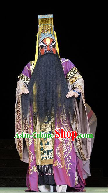 Te Bai City Chinese Bangzi Opera Lord Apparels Costumes and Headpieces Traditional Hebei Clapper Opera Painted Role Garment King Clothing