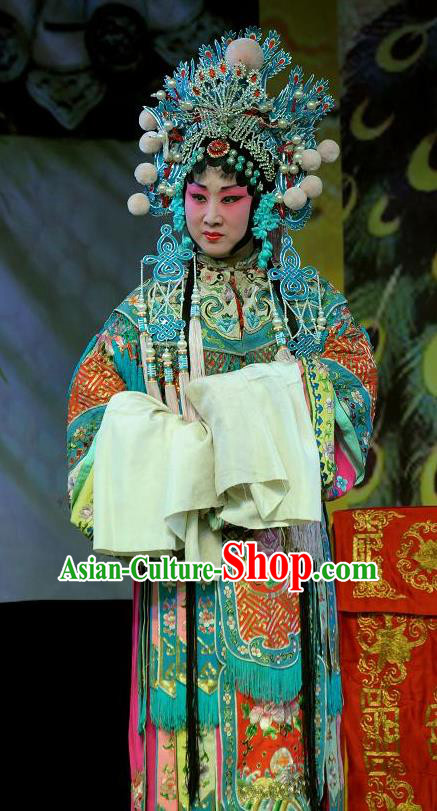 Chinese Shanxi Clapper Opera Noble Princess Garment Costumes and Headdress Da Jin Zhi Traditional Bangzi Opera Hua Tan Dress Actress Apparels