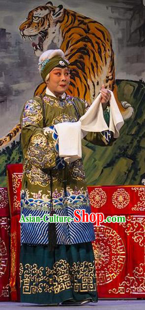 Chinese Shanxi Clapper Opera Laodan She Saihua Garment Costumes and Headdress San Guan Pai Yan Traditional Bangzi Opera Elderly Female Dress Dame Apparels