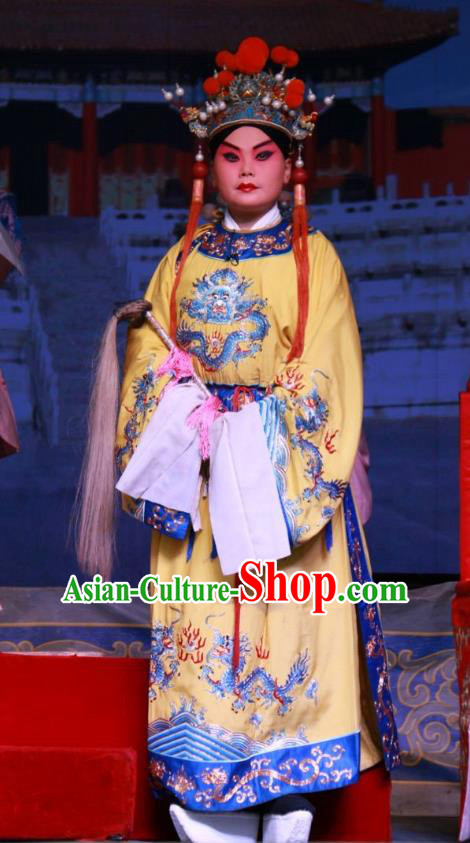 Zhong Bao Guo Chinese Bangzi Opera Figurant Apparels Costumes and Headpieces Traditional Shanxi Clapper Opera Eunuch Garment Clothing