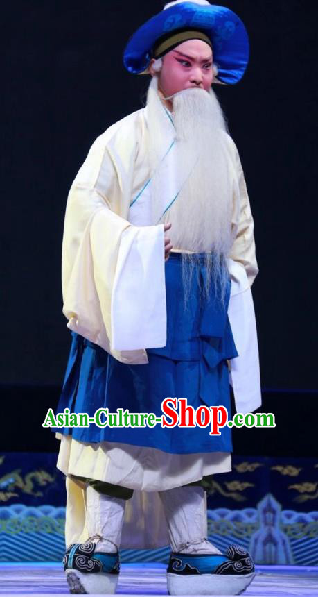 Women General of Yang Family Chinese Bangzi Opera Laosheng Apparels Costumes and Headpieces Traditional Shanxi Clapper Opera Elderly Male Garment Clothing