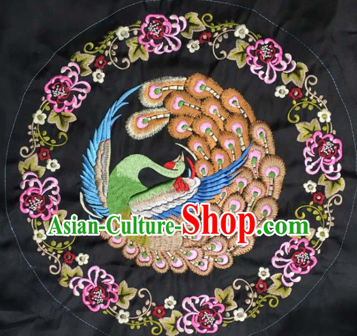 Chinese Traditional Embroidered Peacock Round Patch Decoration Embroidery Applique Craft Embroidered Accessories