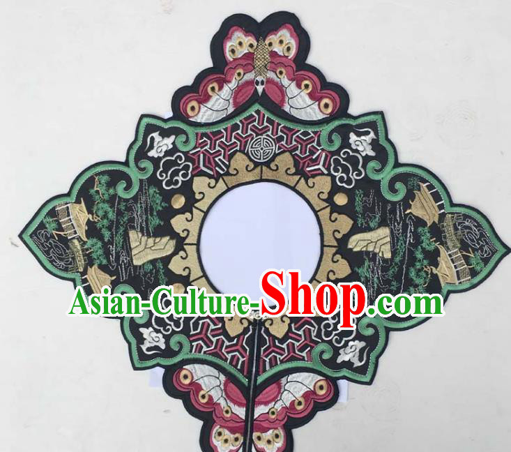 Chinese Traditional Embroidered Butterfly Black Collar Patch Decoration Embroidery Applique Craft Embroidered Shoulder Accessories